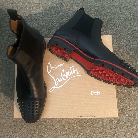 Christian Louboutin Other - Christian Louboutin Black and Red Spiked Boots